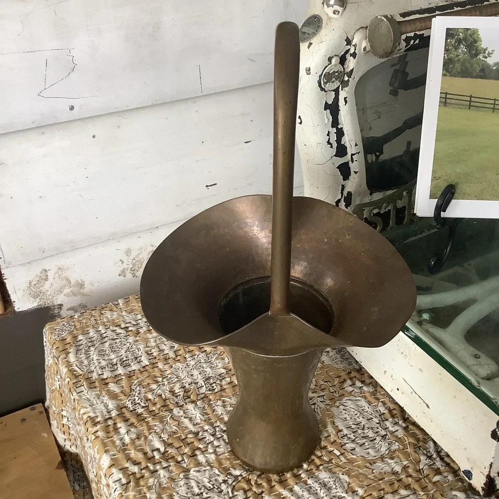 Vintage Brass Basket Vase - Picture 2 of 6